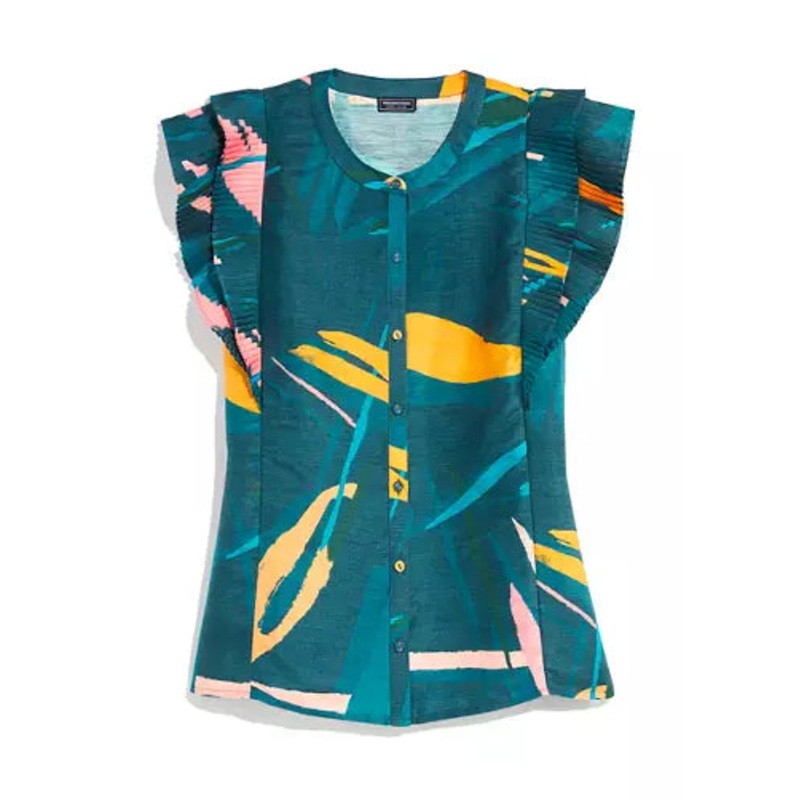 Vineyard Vines Womens Flutter Sleeve Pintuck Top