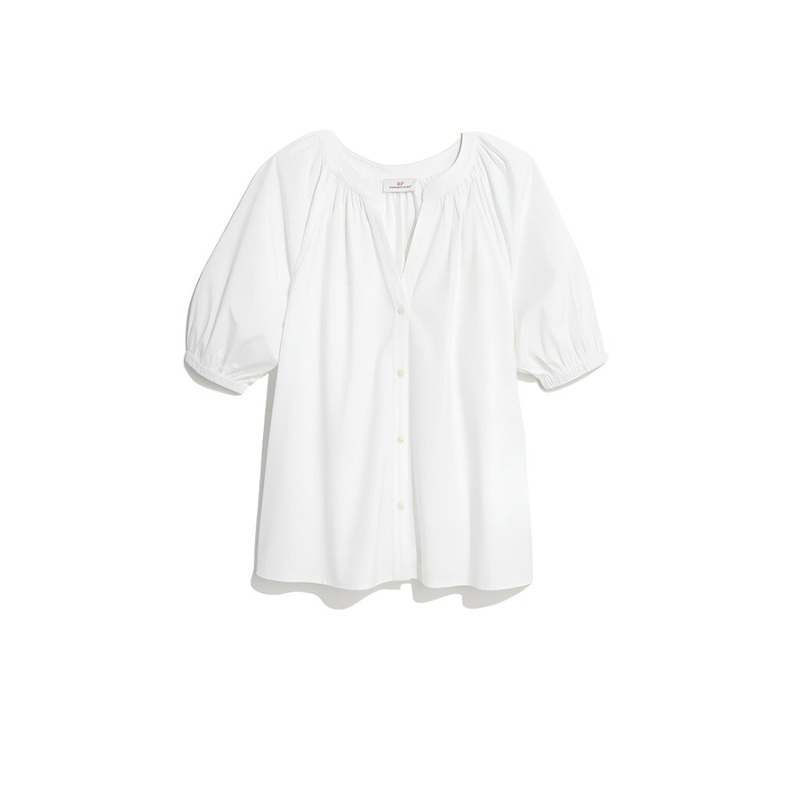 Vineyard Vines Womens Poplin Button-Front Raglan Top