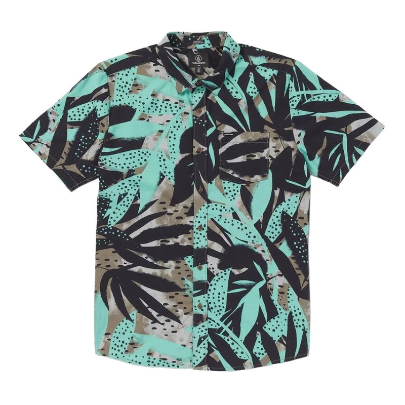 Volcom Mens Waterside Floral Short Sleeve Button Down Shirt