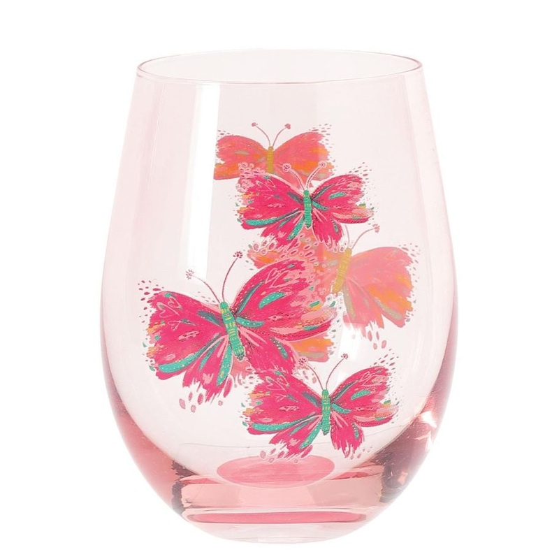 EttaVee Butterfly Stemless Wineglass