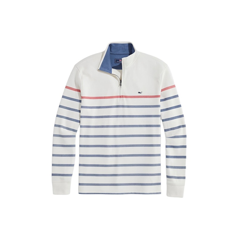 Vineyard Vines Mens Breton Stripe Saltwater 1/4 Zip Sweatshirt