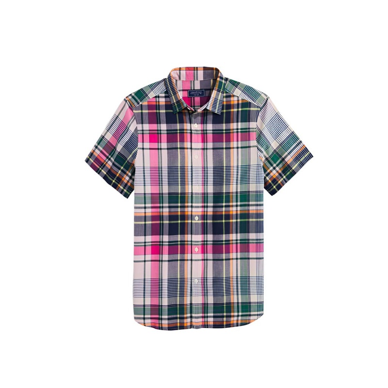 Vineyard Vines Mens Cotton Madras Short Sleeve Plaid Shirt
