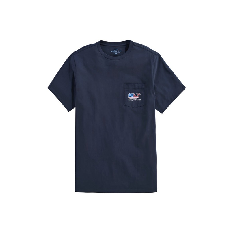 Vineyard Vines Mens Flag Whale Short Sleeve Pocket T-Shirt