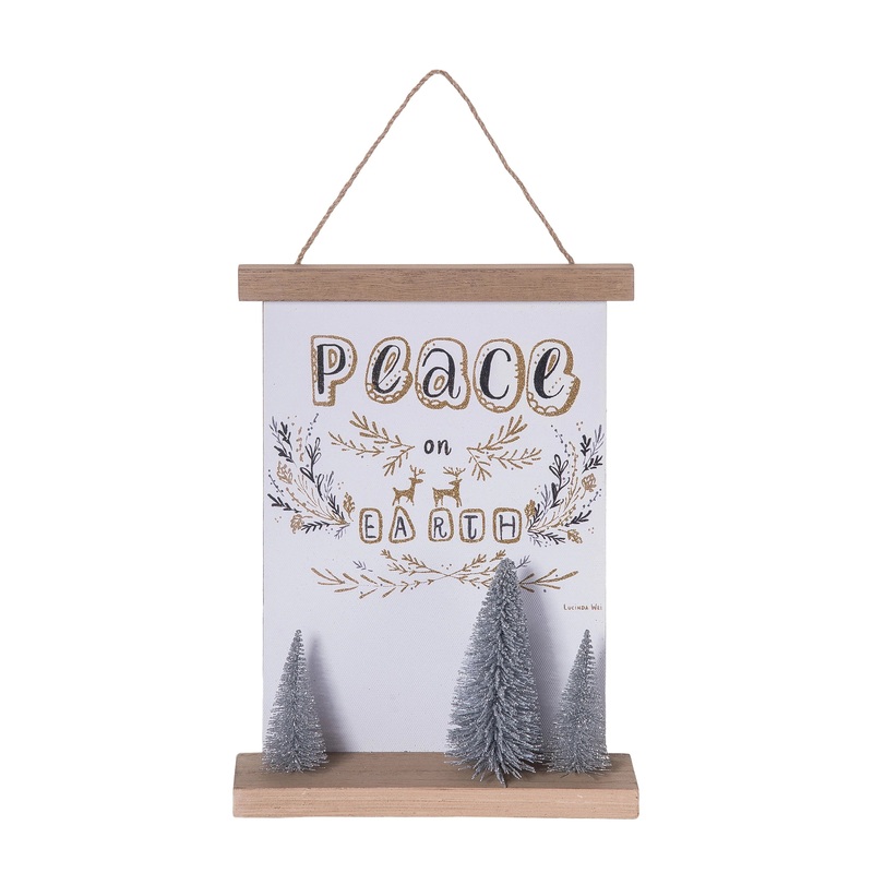 Transpac Fabric Peace Scroll with Trees