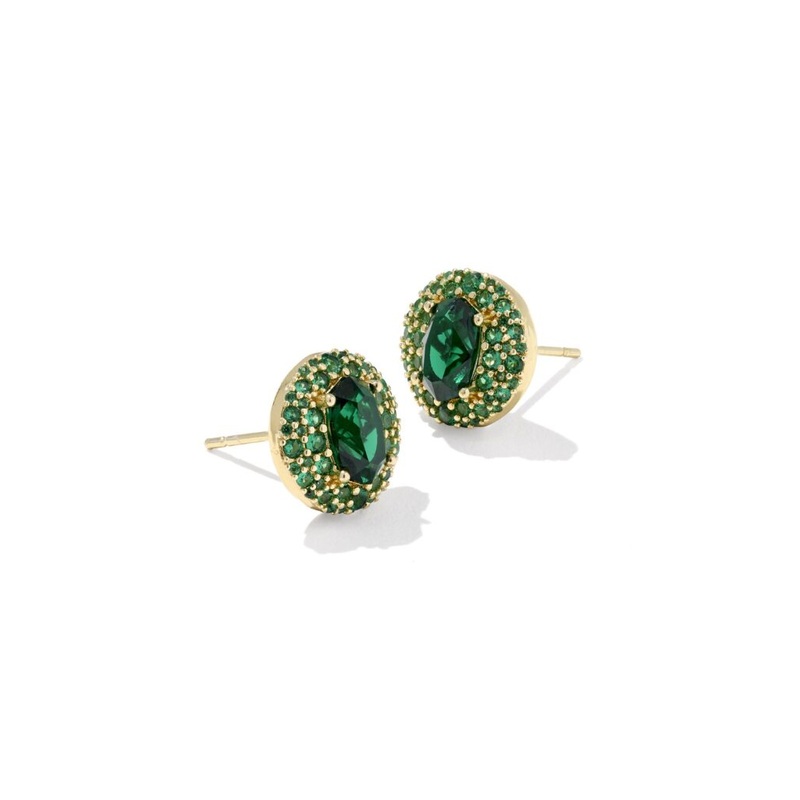 Kendra Scott Bella Dark Green Crystal Stud Earrings