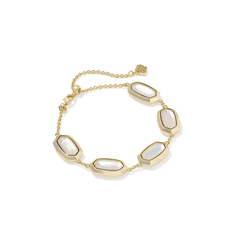 Kendra Scott Elaina Bezel Delicate Chain Bracelet – Ivory Mother Of Pearl