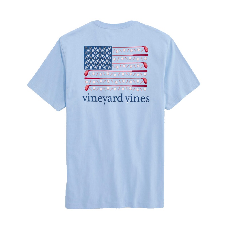Vineyard Vines Mens Americana Golf Flag Short-Sleeve Pocket T-Shirt