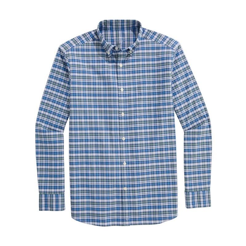 Vineyard Vines Mens Faraway Plaid Performance Cotton Long Sleeve Shirt