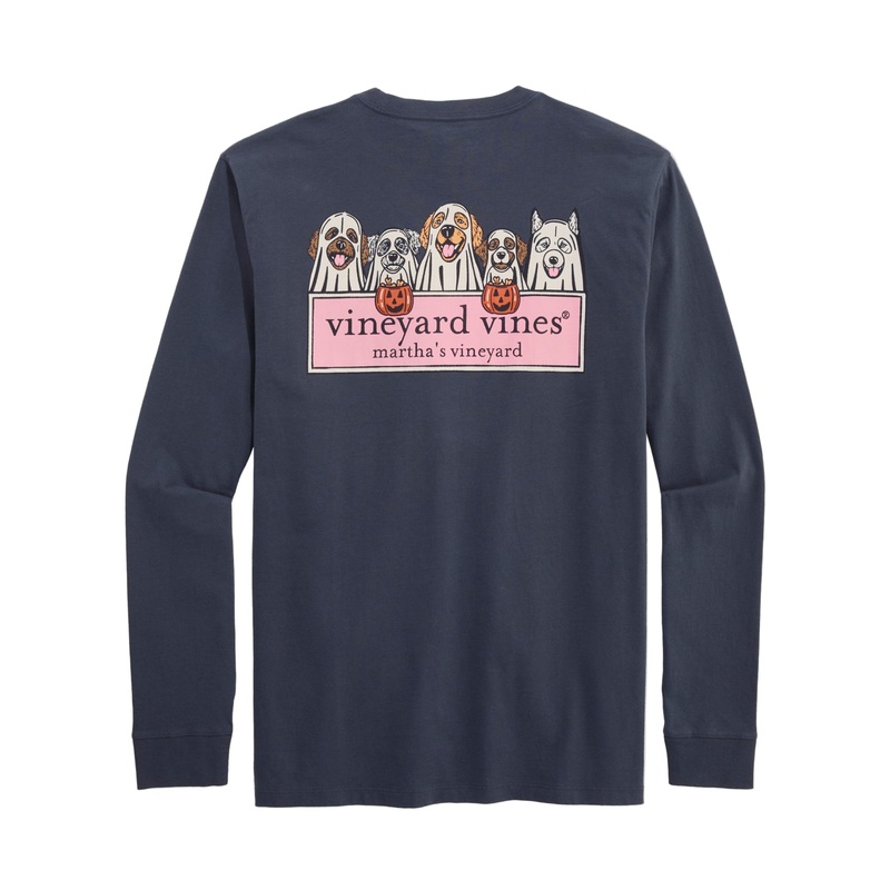 Vineyard Vines Mens Ghost Pups Logo Box Long-Sleeve Pocket T-Shirt