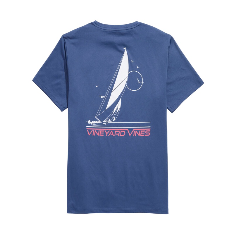 Vineyard Vines Mens Retro Sailboat Short-Sleeve Performance Harbor T-Shirt