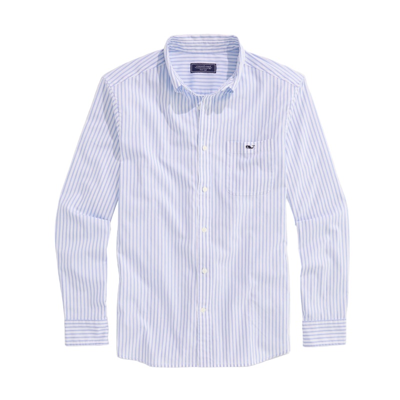 Vineyard Vines Mens Seabird Stripe Perfect Wash Poplin Long Sleeve Shirt