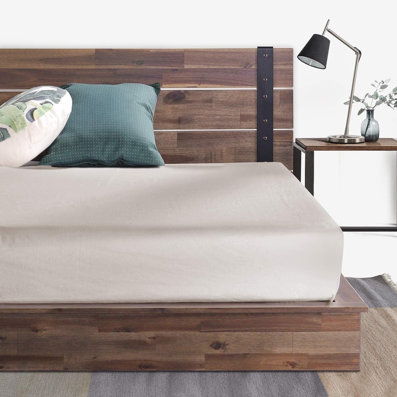 ZINUS Brock Metal and Wood Platform Bed Frame / Solid Acacia Wood, Twin – $150