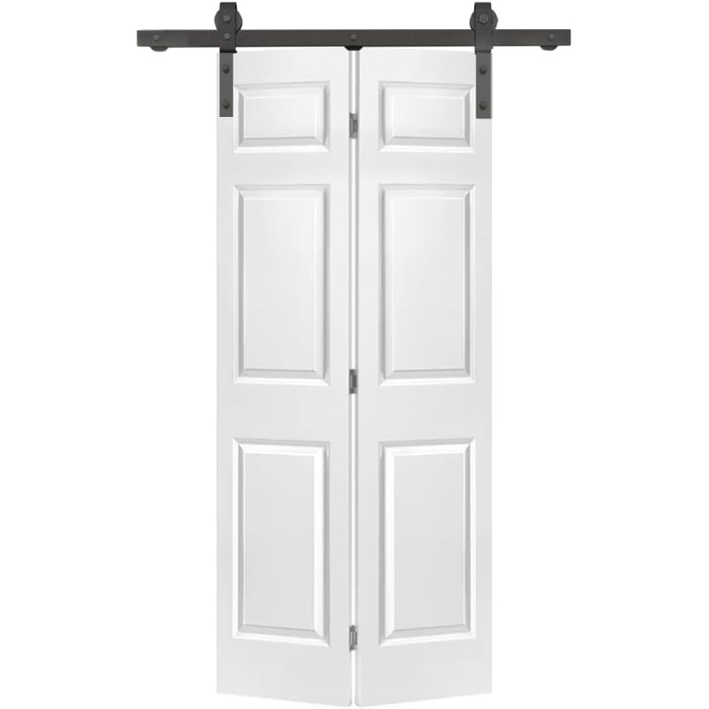 36 in. x 80 in. 6 Panel Primed MDF Composite Bi-Fold Barn Door – $230