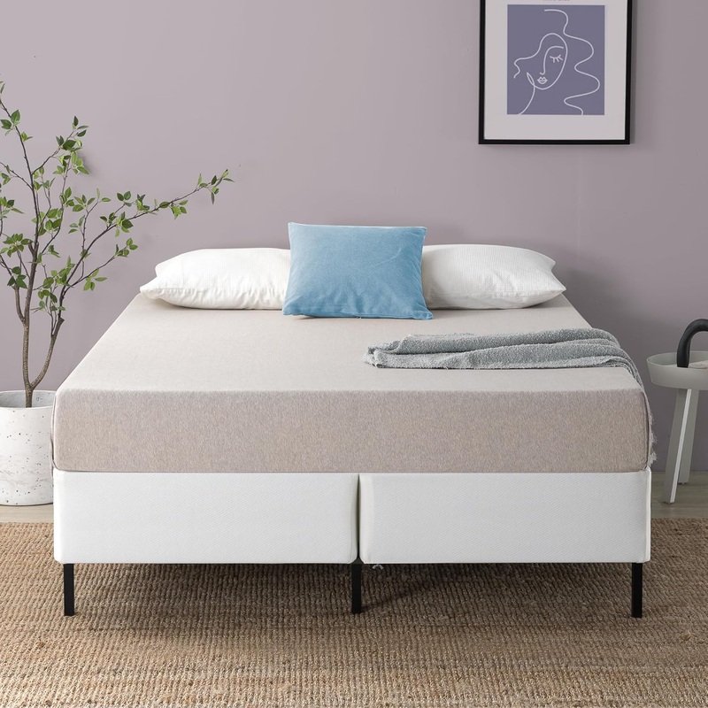 ZINUS No Assembly Metal Box Spring, 9 Inch White Mattress Foundation, Split Queen – $155