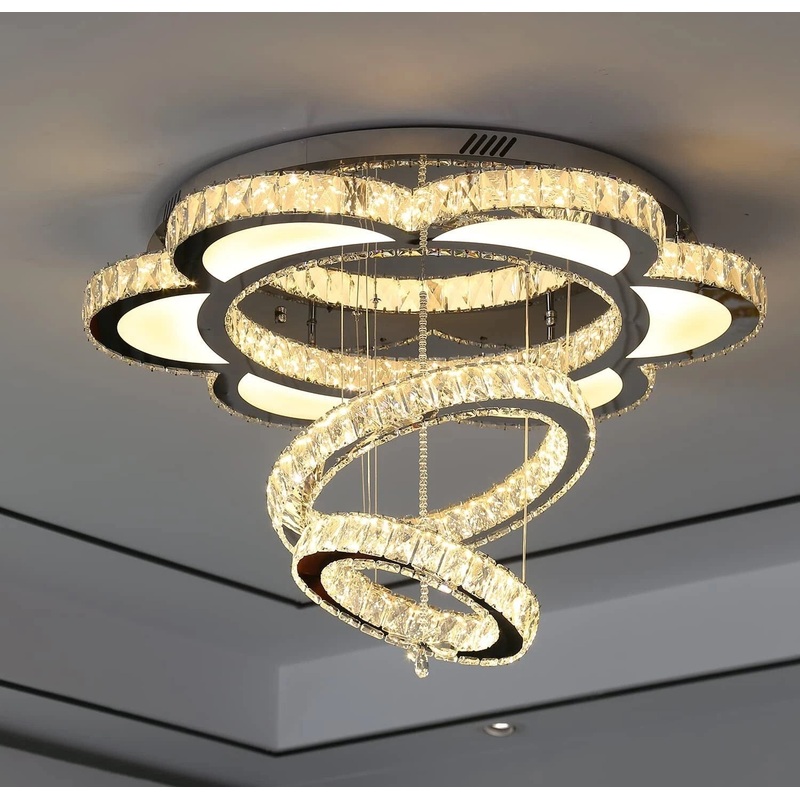 W24” Modern Badroom Crystal Chandelier Flower Decoration Bedroom Ceiling Chande – $215