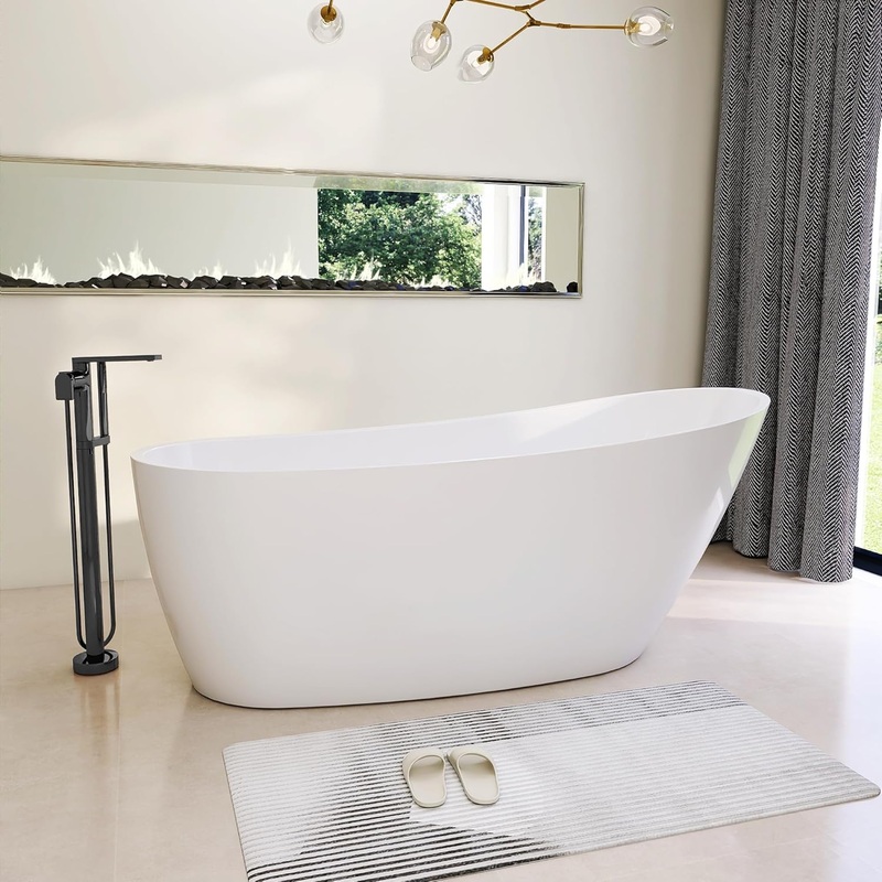 59″ High-back Acrylic Freestanding Bathtub, cUPC Certified – $600