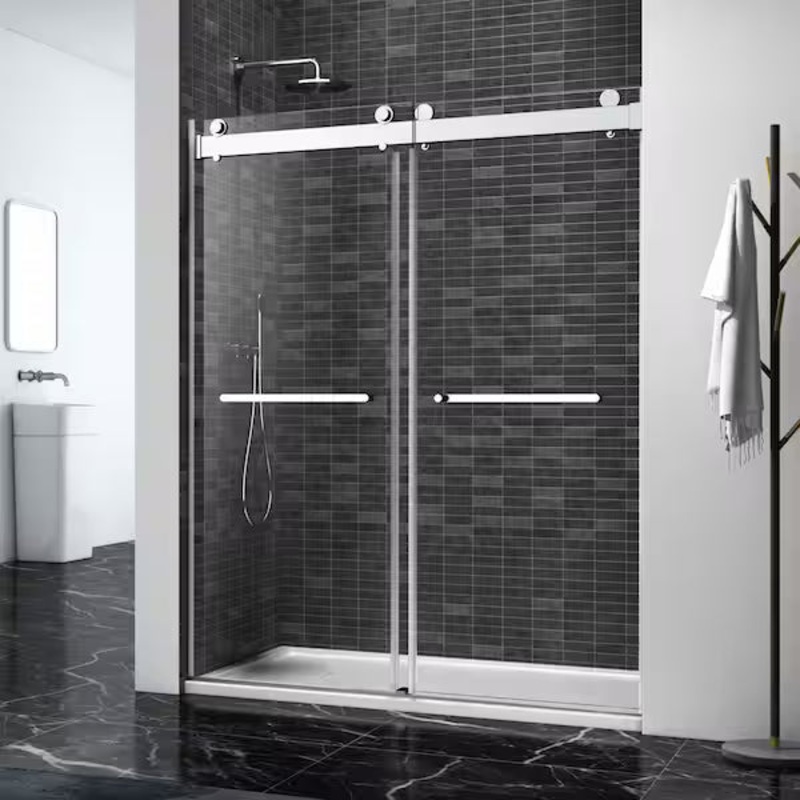 VANITYFUS 72 in. W x 76 in. H Double Sliding Frameless Shower Door – $715