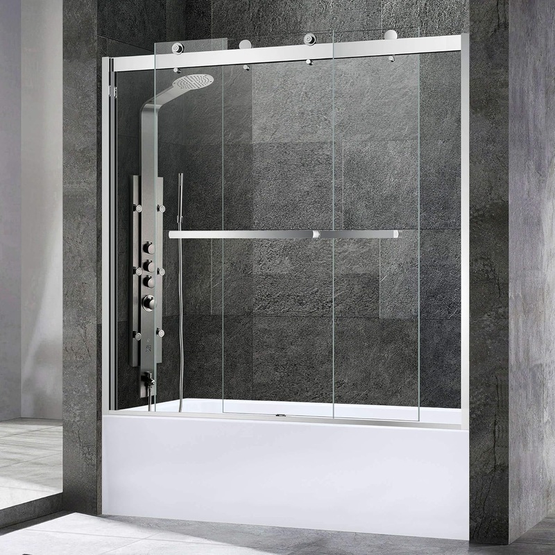 WOODBRIDGE Frameless Bathtub Shower Doors 56-60″ Width x 62″ Height with 3/8″(10mm) – $405