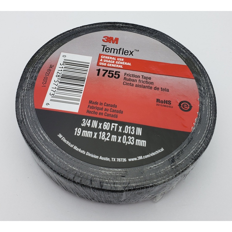 3M 1755 Cloth Electrical Tape – Black, 3/4 in, 60 ft