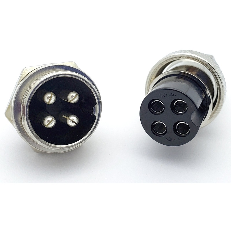 4 Pin Mic Connector Male/Female Pair – Large – 7A 250V GX20