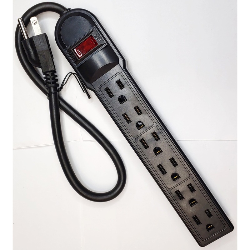 6 Outlet Surge Protector w/1.5′ Cord Black