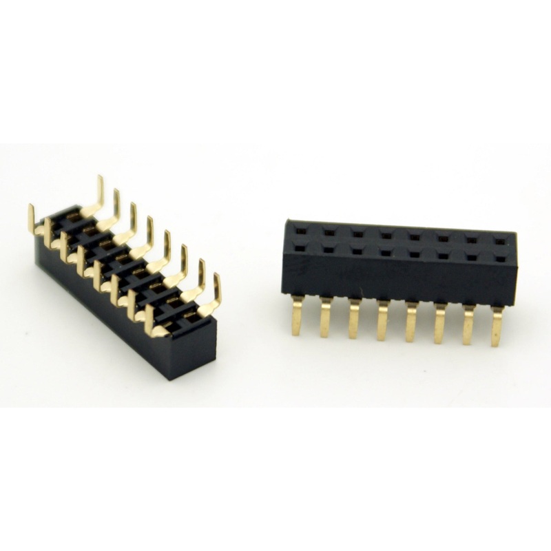16-pin Dual-Row Female Header, 0.1 Pitch, Spans Breadboard Gap (D147)