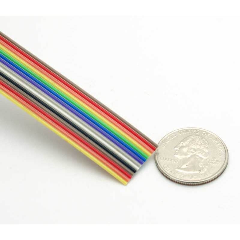 14 Conductor .05″ Pitch 28 AWG Rainbow Ribbon Cable