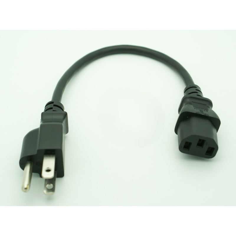 1′ IEC Power Cord 18/3 AWG – Black