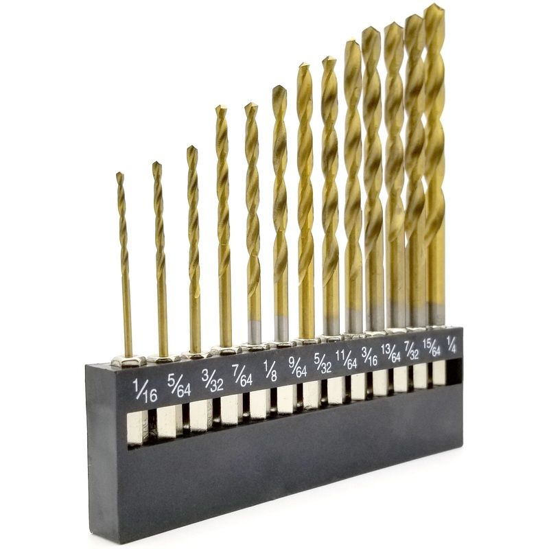 VETCO Titanium Nitride Drill Bit Set – 13 Pieces Hex Shank Quick Change Speed Lock Wood Plastic Aluminum