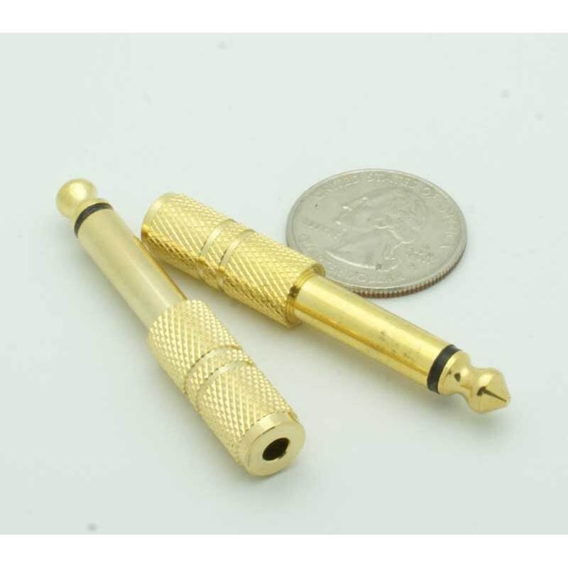 3.5mm Mono Female to 1/4″ Mono Male Adapter – Gold