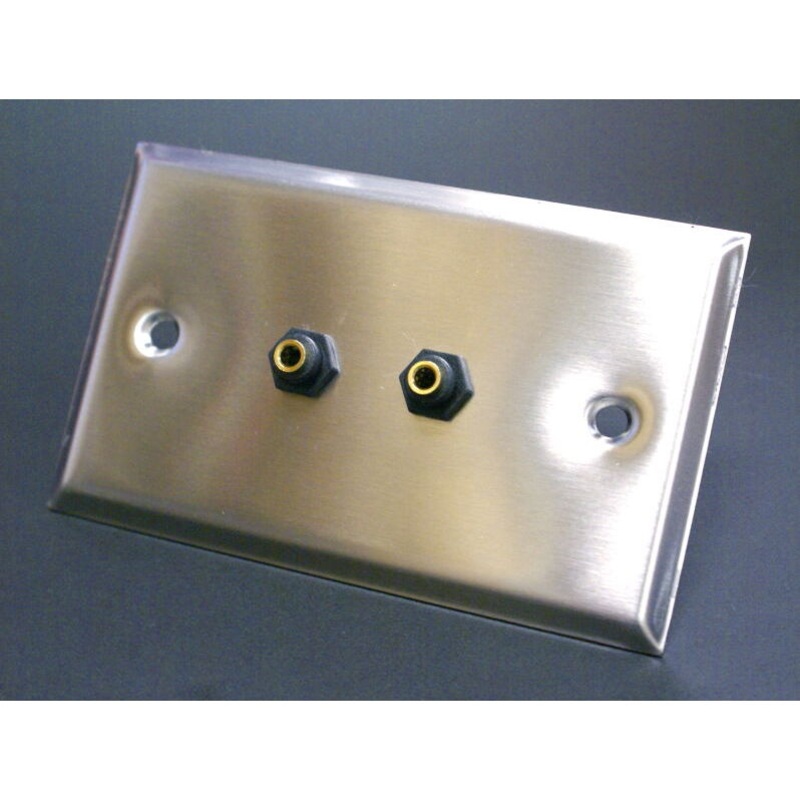 2x 3.5MM Stereo Stainless Steel Wall Plate