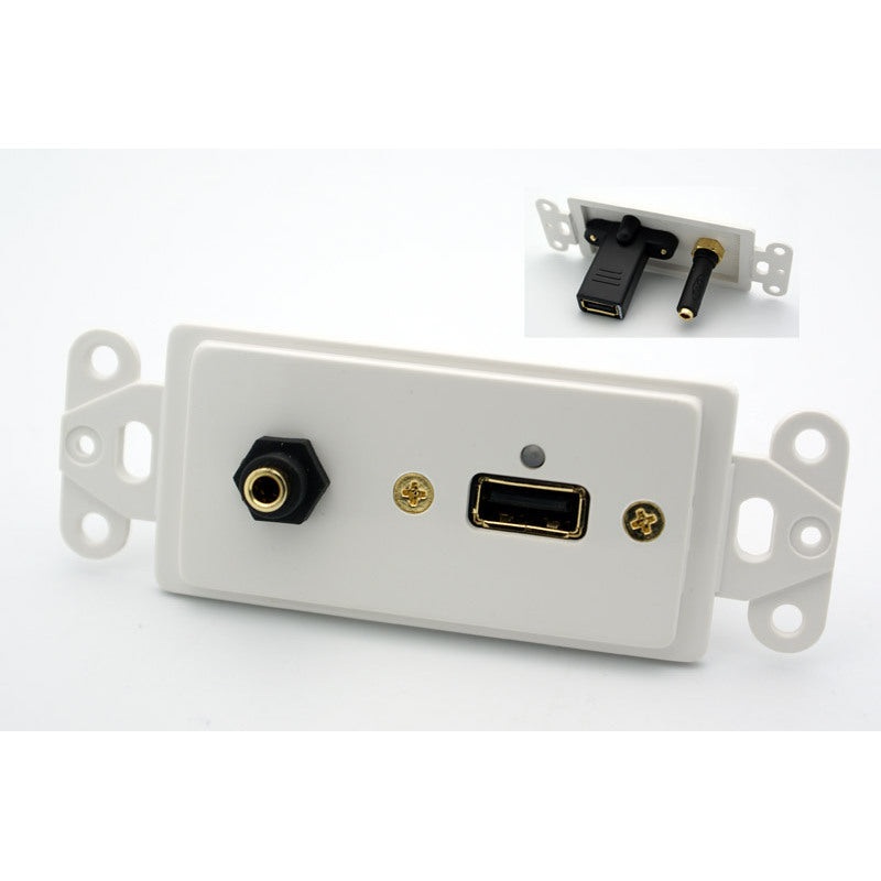 3.5MM Stereo + USB 3.0 Decora Wall Plate
