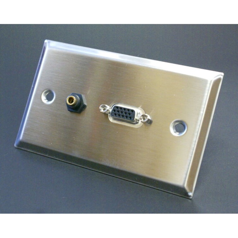 VGA Female + 3.5MM Stereo Stainless Steel Wall Plate