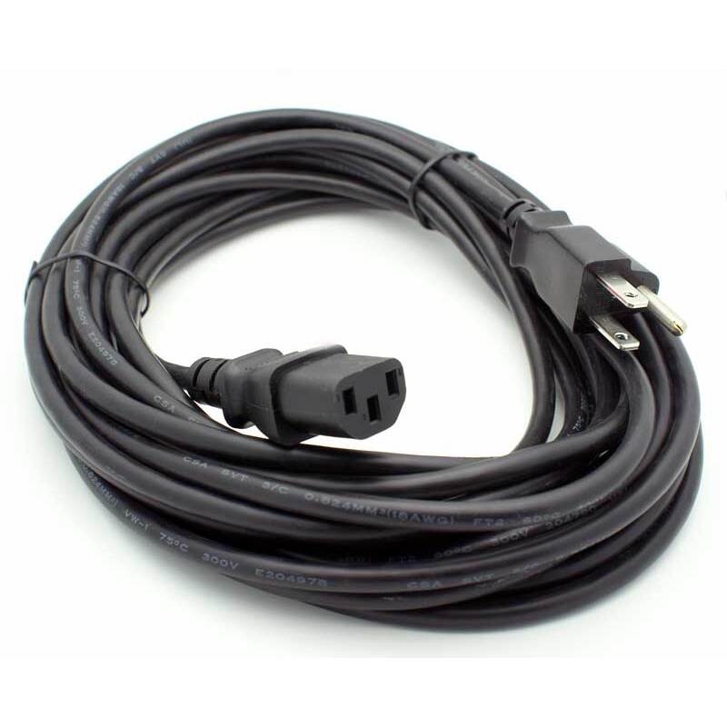 25′ IEC Power Cord 18/3 AWG – Black