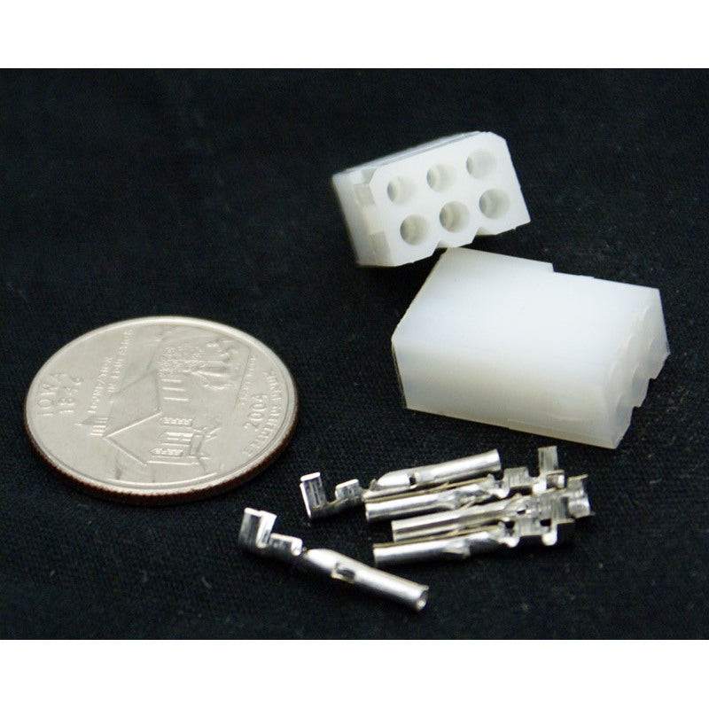 6 Pin (2×3) Molex .062 Female Receptacle Connector w/Pins 03-06-