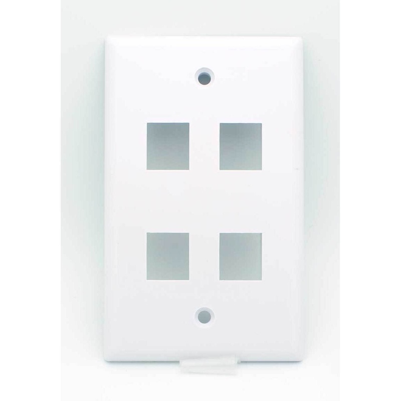 4 Port Blank Keystone Wall Plate – White