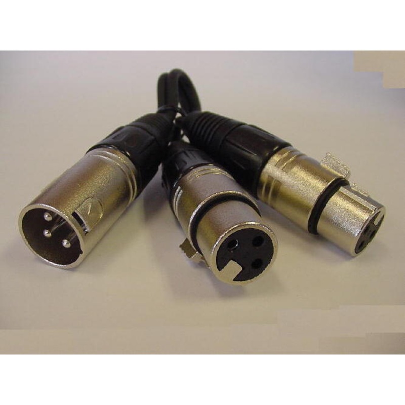 XLR Male – 2 XLR Female Y Cable 6″