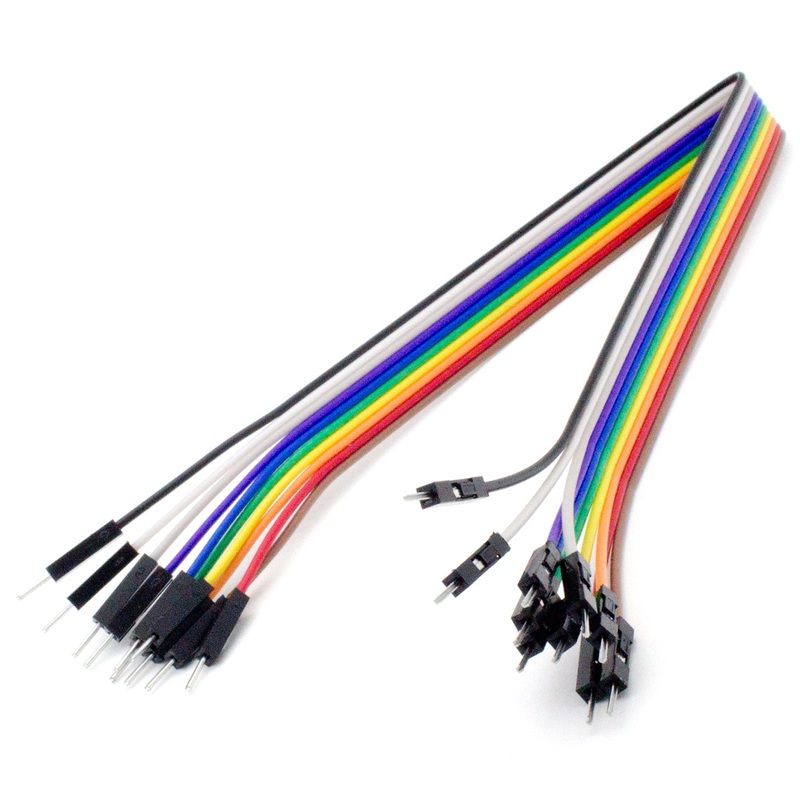12″ Male-Male Rainbow Breadboard Jumper Wire for Arduino – 10 Pack (D77)