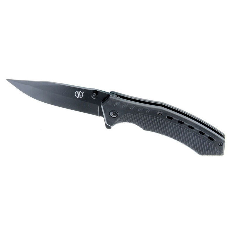 4.5″ Spring Assisted Black Metal Blade/Body Pocket Knife With Clip