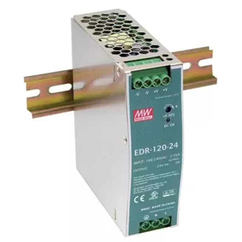 24V DC 5 Amps (120w) DIN Rail Mount Power Supply – Mean Well EDR-120-24