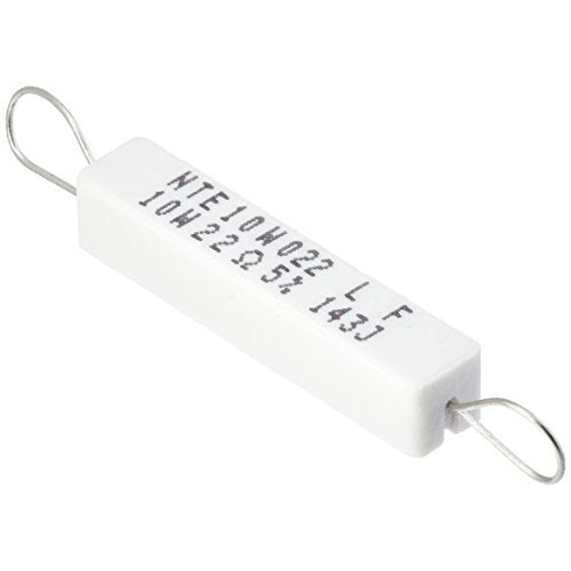 NTE Electronics 10W022 Resistor, Wire Wound, Axial Leaded, 5% Tolerance, 22 Ohm Resistance, 10W, 550V (Pack of 2)