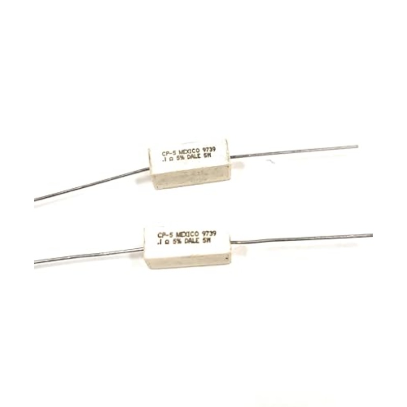 Resistor 5 watt .1 ohm (2pcs) wirewound ceramic block type CP-5-.1 DALE