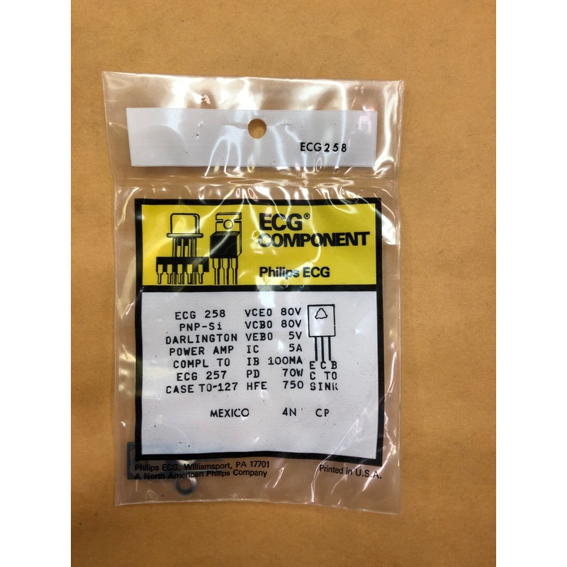 ECG258 PNP-Si Transistor 80V 5A TO-127
