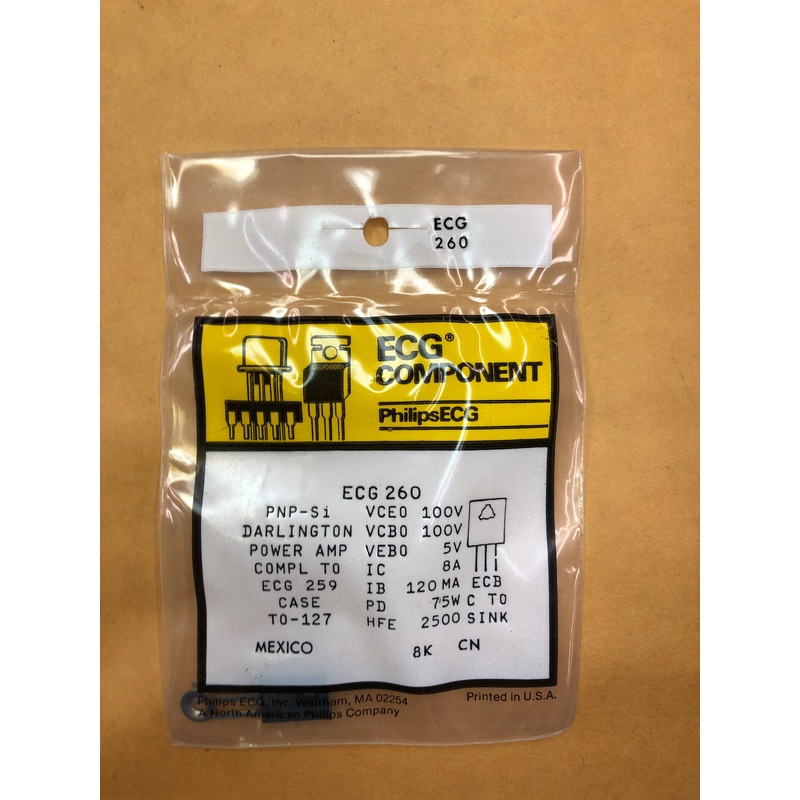 ECG260 PNP-Si Transistor 100V 8A TO-127