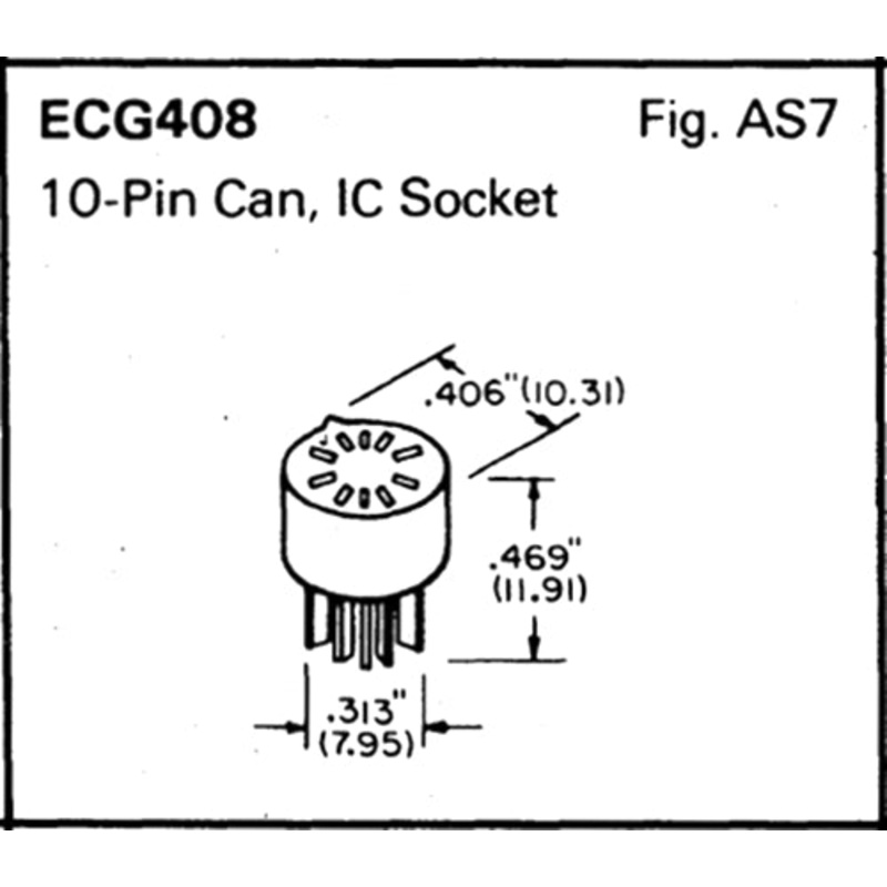 ECG408, 10 Pin Round IC Socket for 10 Pin Can Package ~ (NTE408) 2 Pack