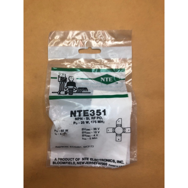 NTE351 NPN-Si RF PO Transistor 36V 4A