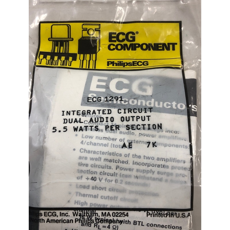 ECG1291 IC Dual Audio Amplifier