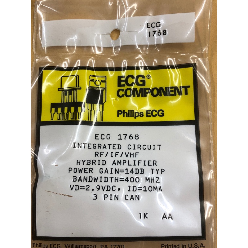 ECG1768 IC RF IF VHF HYBRID AMPL PWR