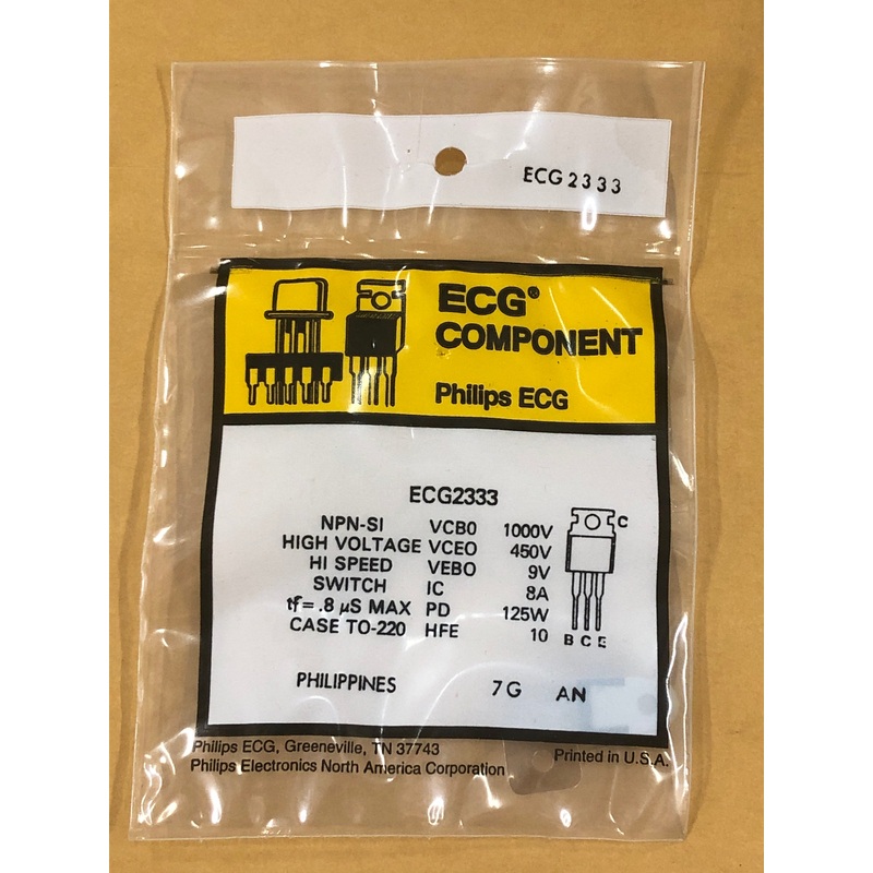 ECG2333 T NPN SI HI VLTG SWITCH