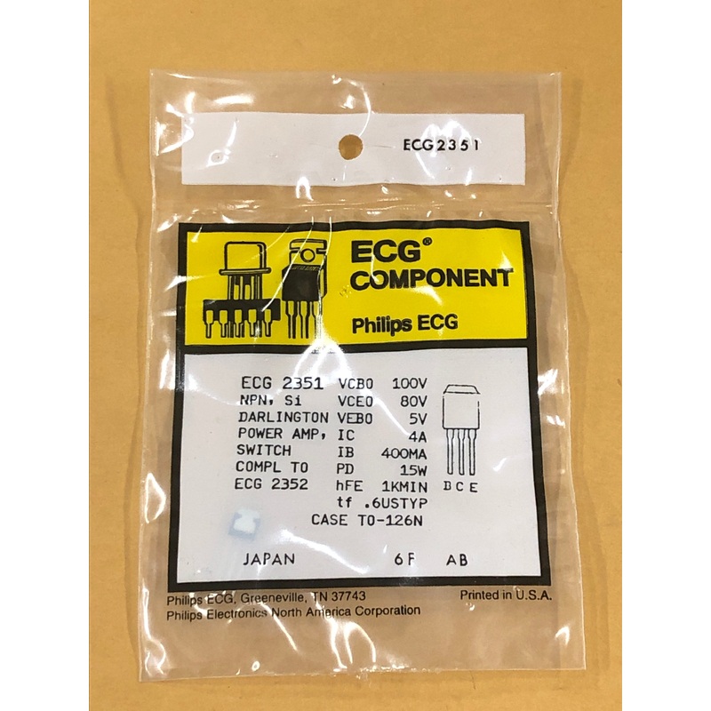 ECG2351 T NPN SI PWR AMP SWITCH